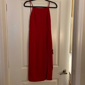 Lulus red backless bodycon midi dress